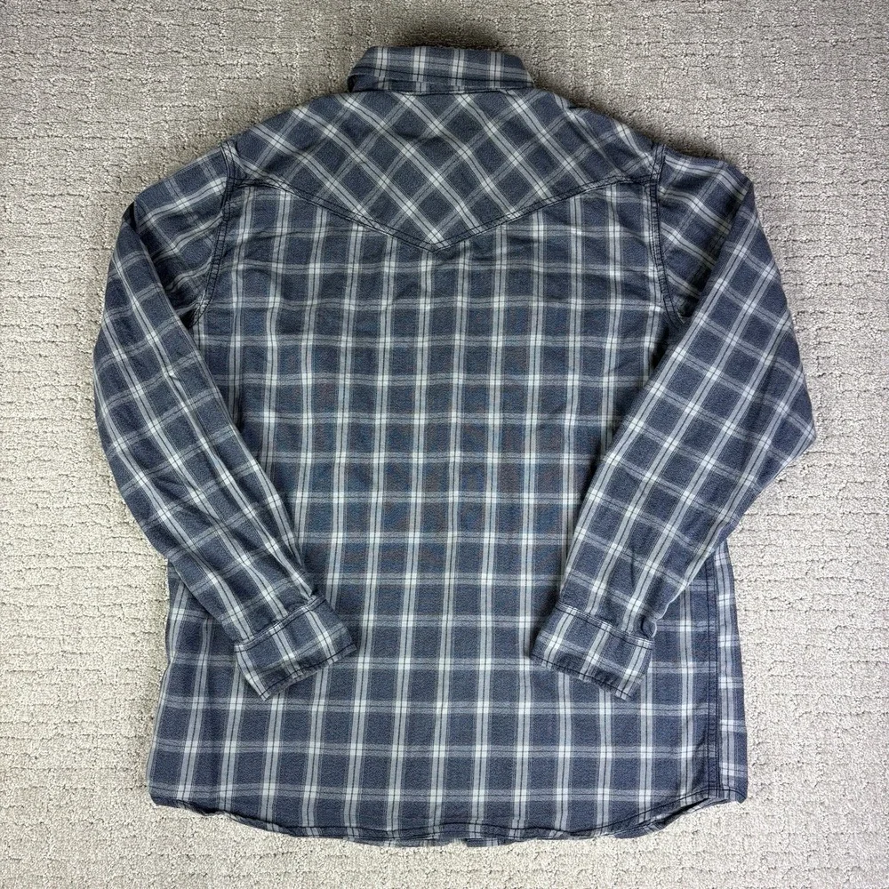 Cody James Mens Medium Pearl Snap Western Shirt Blue Plaid Long Sleeve Cowboy